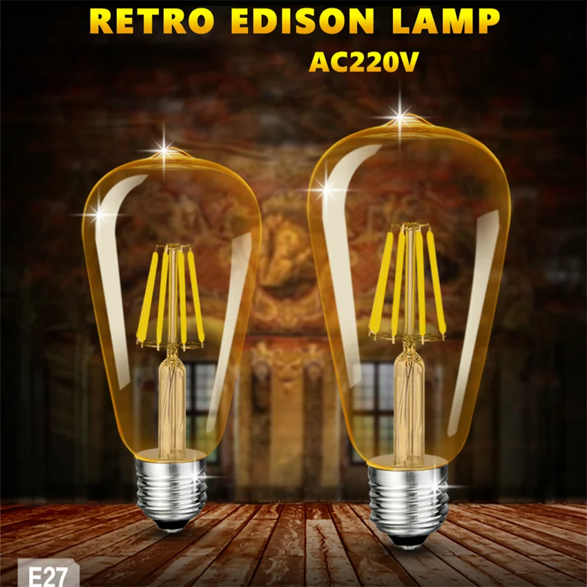 

Modvera LED Antique Filament Bulb Edison ST64 Style 4W 6 Watt, 2200K Vintage Warm White Color Temp E27 Base Dimmable Amber Glass