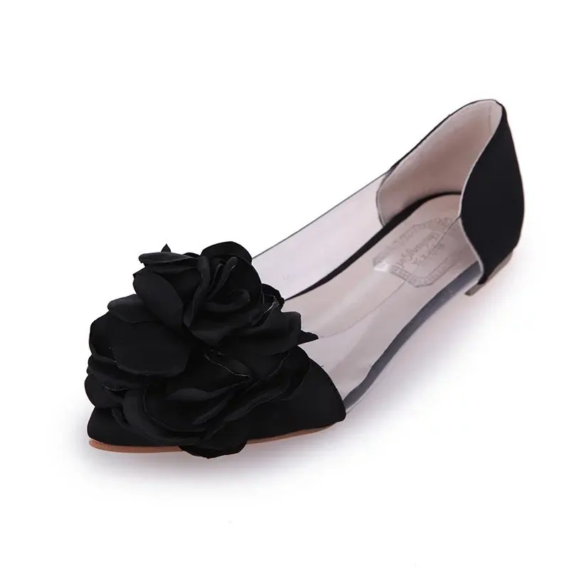 Zapatos planos con Camelia Floral para mujer, Sandalias de tacón plano transparentes, mocasines básicos sin cordones, para verano y otoño, 2021