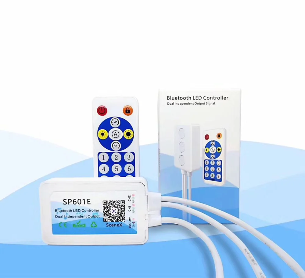 SP601E WS2812B WS2811 Music Controller Built In Mic Dual Signal Addressable Pixels LED RGB Strip Light IOS/Android App DC5V-24V