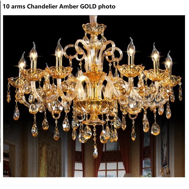 New Modern Big Lustres Chandelier 100% K9 Crystal Luxury Large Home Decoration Gold/Cognic/Clear Lighting Fixture