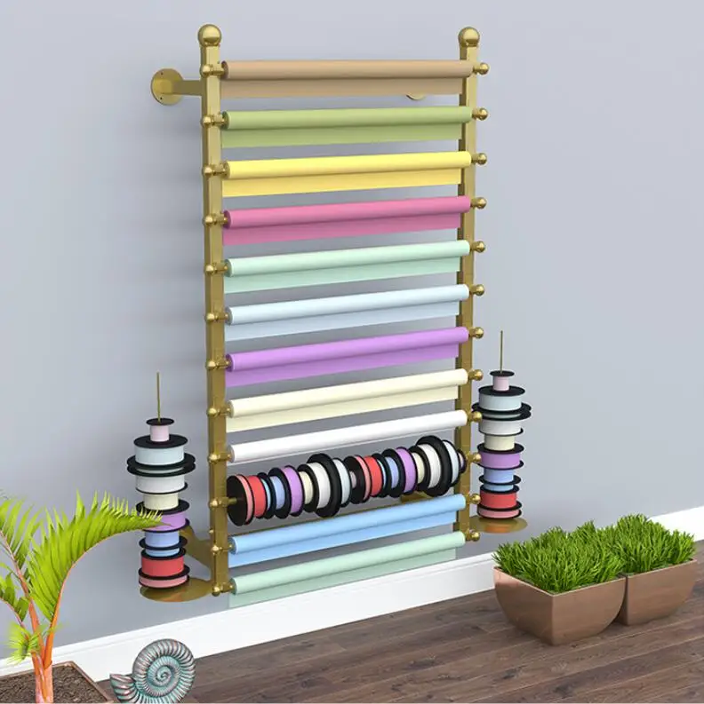 Wall-mounted Floral Flower Wrapping Paper Ribbon Ribbon Shelf Wall Flower Shop Hanging Pennant Scarf Display Storage Rack