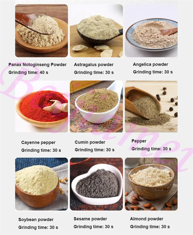 Moedor comercial de pó de alimentos, triturador de cereais de grãos domésticos, máquina de moagem de pó ultrafino