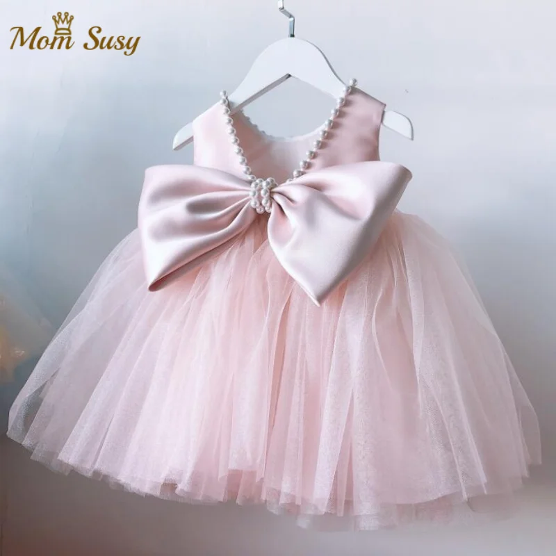 

Baby Girl Princess Dress Pearl Mesh Infant Toddler Girl Tutu Vestido Vintage Party Birthday Carnival Baptism Dress Costume 1-12Y