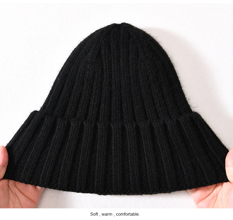 Winter-Seidensatin-gefütterte Beanie-Mütze für Damen und Herren, Unisex, dicke, klobige Mütze, gestreift, warm, weich, hochwertige Kaschmir-Strickmütze – Detail 28