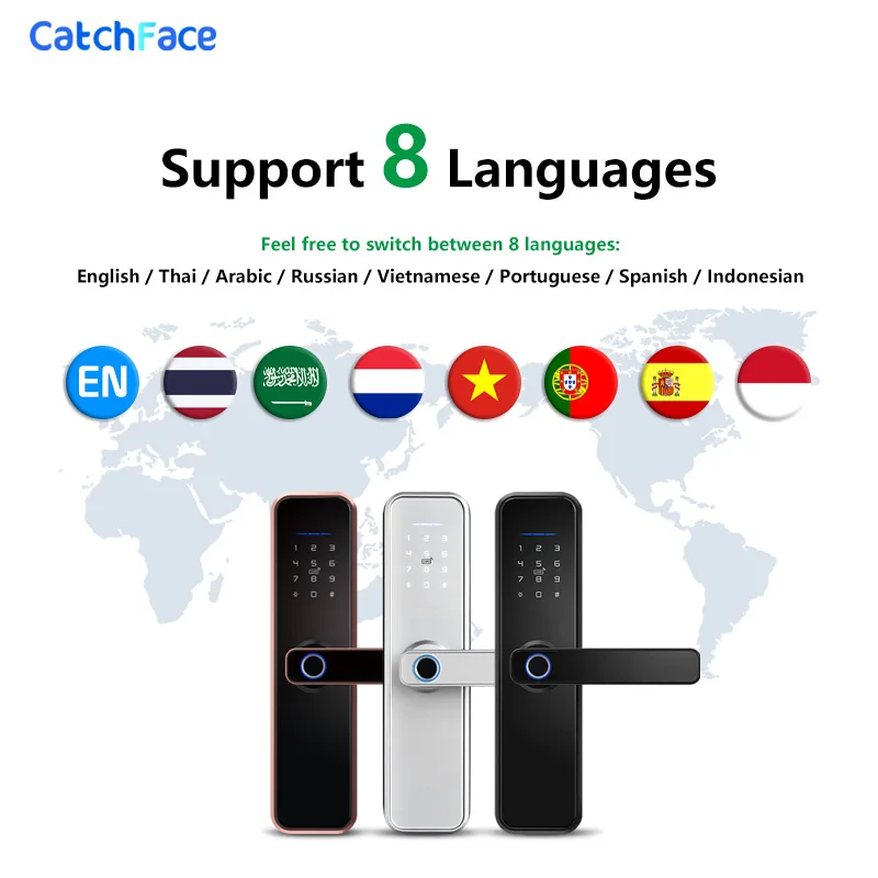 8 Languages Tuya Smart Fingerprint Door Lock Waterproof Safe Digital Electronic Lock With WiFi APP Password RFID For Security