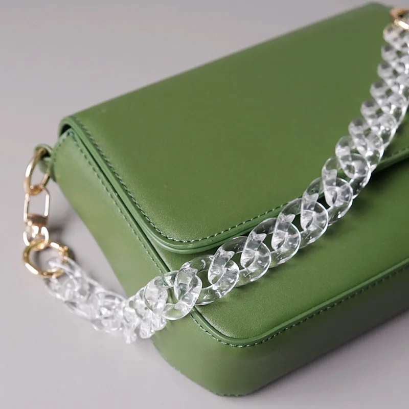 DIY New Fashion Woman Handbag Accessory Chain Transparent Detachable Resin Solid Luxury Strap Women Clutch Shoulder Purse Chain