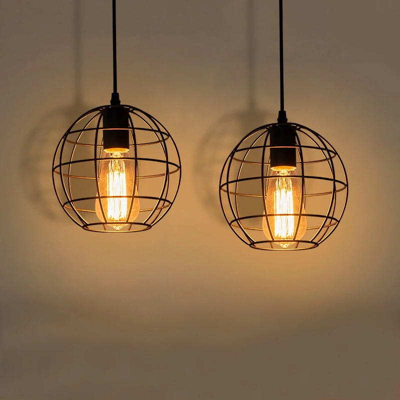 

Retro industrial pendant lights spherical pendant ceiling light vintage wrought iron hanging lamp antique lighting chandeliers