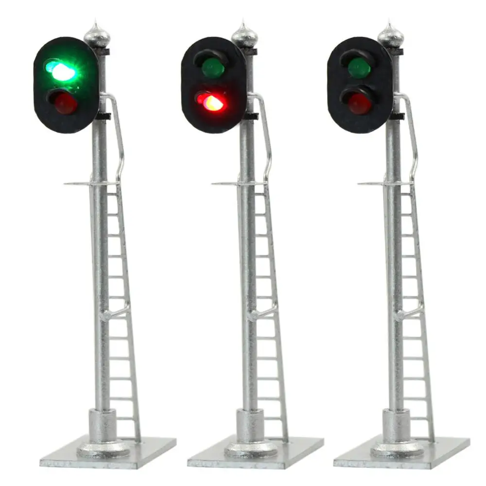 

Evemodel JTD873GR 3pcs Model Railway HO Scale Traffic Signal 2-Lights Green Red Block Signal 6cm