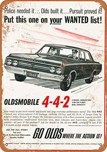 

Metal Sign - 1964 Oldsmobile 4-4-2 Police Cars - Vintage Look Wall Decor for Cafe beer Bar Decoration Crafts