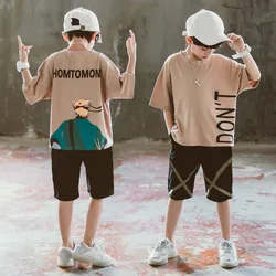 2024 summer spring Boys children Clothes Casual Outfit T-shirt + shorts Pants Kids Tracksuit Teenager 4 5 6 7 8 9 10 12 13 Year