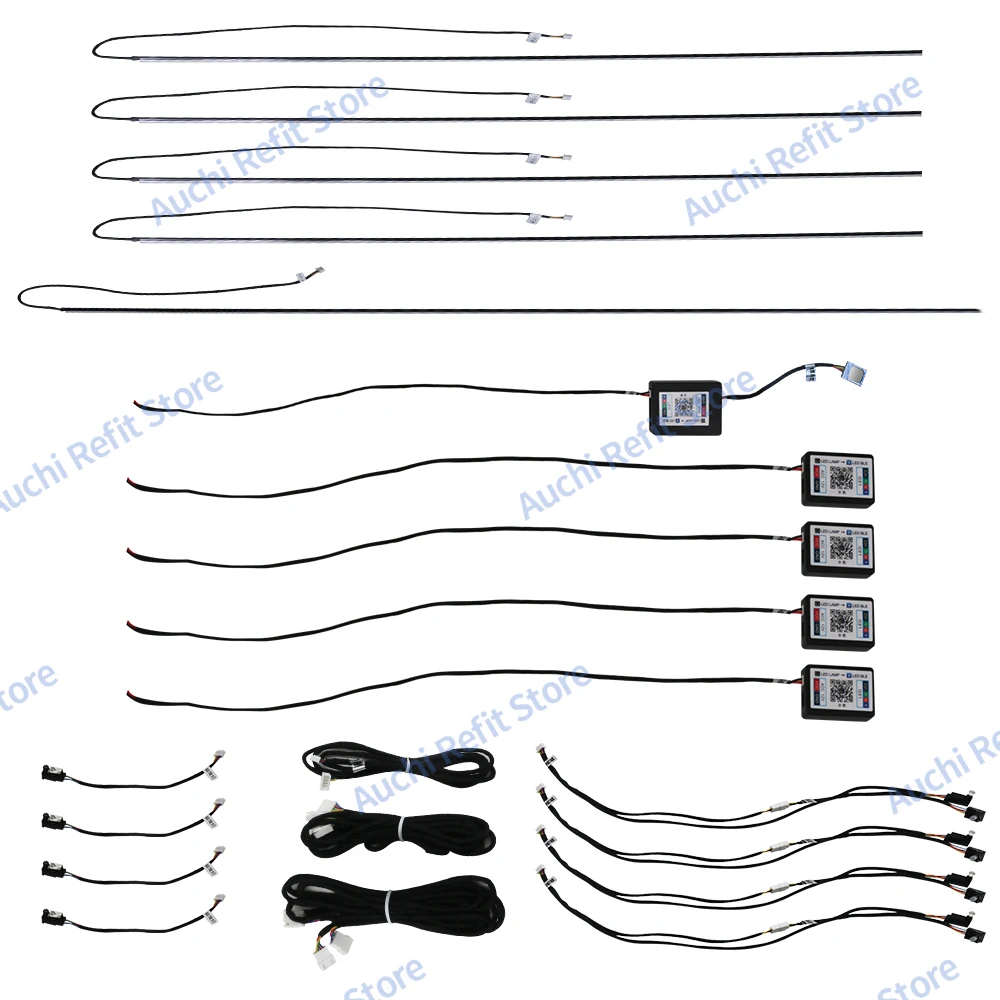 

Auchikj 64 цвета автомобильное окружающее освещение 18 в 1 автомобильная атмосферная лампа управление приложением светодиодная направляющая лента декоративная автомобильная атмосферная лампа