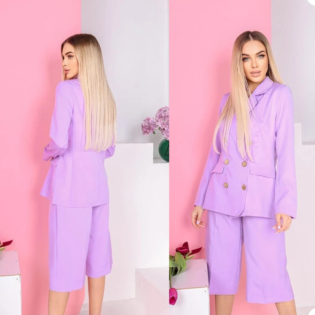 

Leisure Purple Women Blazer Suit Summer Mother of the Bride Suits Formal Outfits Evening Party Wedding Wear 2 Pieces