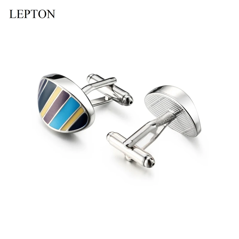 

Hot Mens British Style Cufflinks Lepton Elliptical Enamel Cuff Links Fashion color CuffLink Wedding Groom Man Business Gift Cuff
