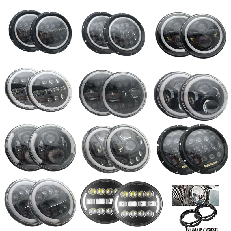 

7 inch Car Light LED Headlight For Lada 4x4 DRL 7'' Halo Front Headlamp Daytime Running Lights For Jeep JK For Nissan Patrol Y60