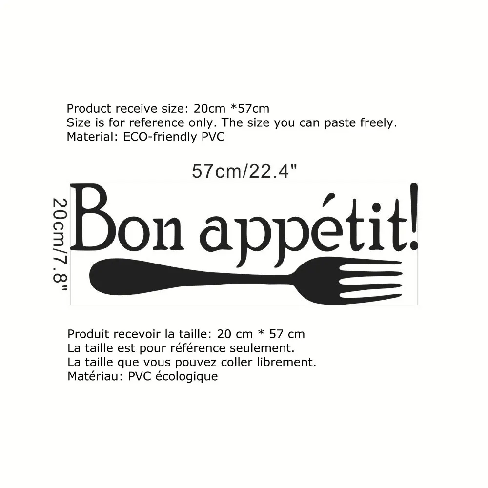 Creative French Bon Appetit Wall Stickers Fork Pattern Restaurant Vinyl Home Decoration Removable Kitchen Sticker Mural Decals