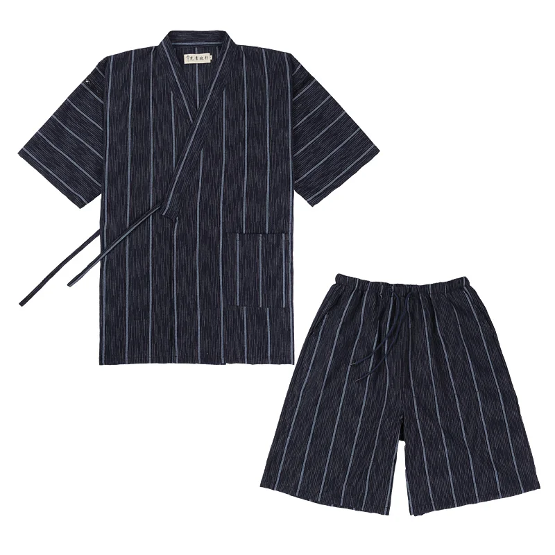 JapaneseTraditional Man Vintage Yukata Summer Short Sleeve Kimono With Shorts Set Hanfu Sleep&Lounge Comfortable Cotton Pajamas