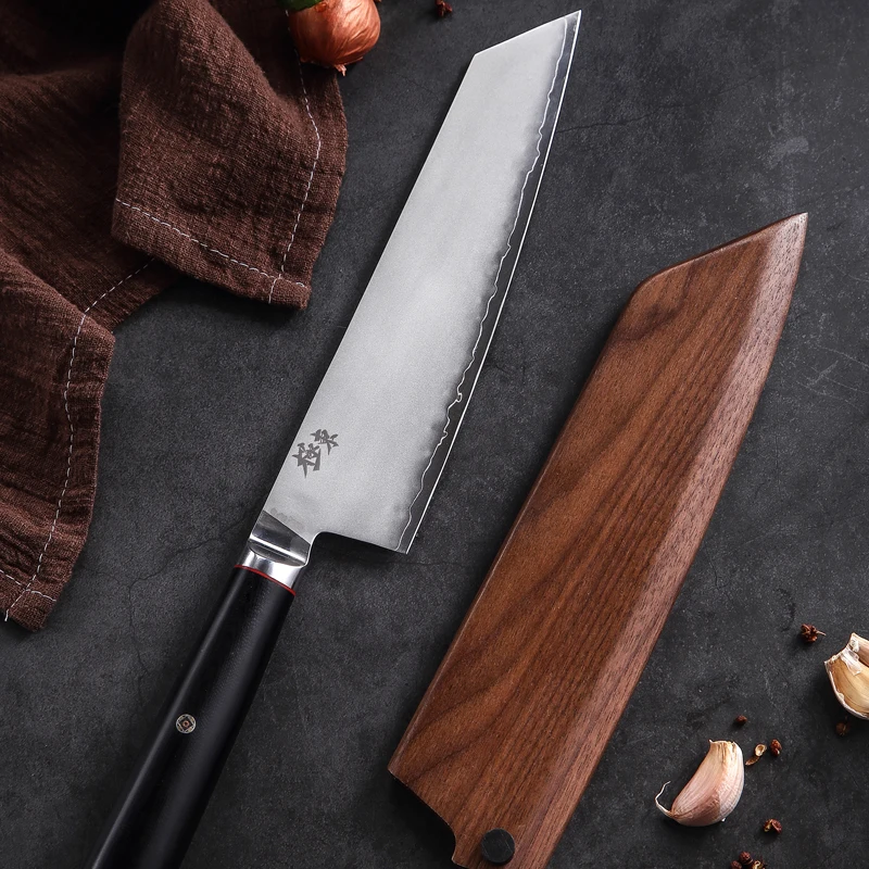 Japan AUS-10 composite steel Forging knife Cleaver Chef knives Gyuto  Black walnut scabbard giveaway