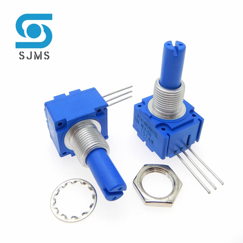 

Rotary potentiometer 91A1A-B28-A15L 10K Adjustable resistor linear shaft diameter 6.35mm shaft length 19.05mm