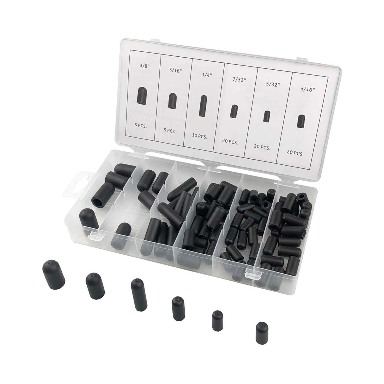 

80Pcs/Set Durable Rubber Vacuum Cap Assortment Handy Packing Prevent Vacuum Leaks for Carburetor Manifold Leak