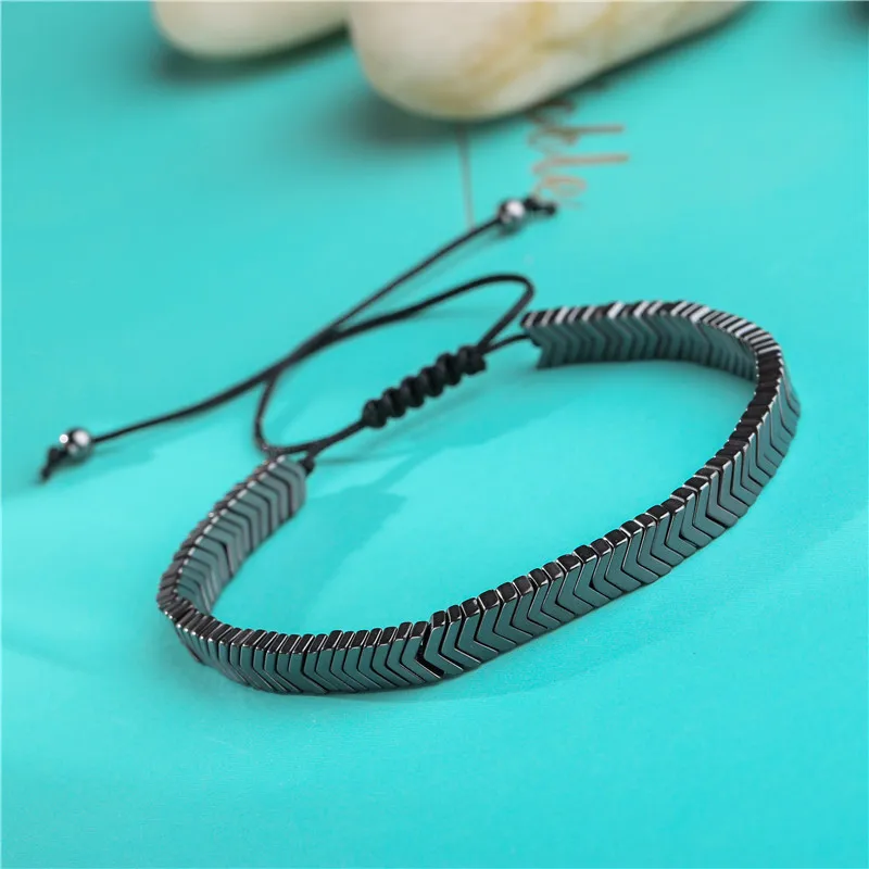 Women Men 3Pcs/Sets Adjustable Bracelet Braided Natural Hematite Stone Geometry Bead Bracelet Bangles Sets Pulseira Masculina - Image 3
