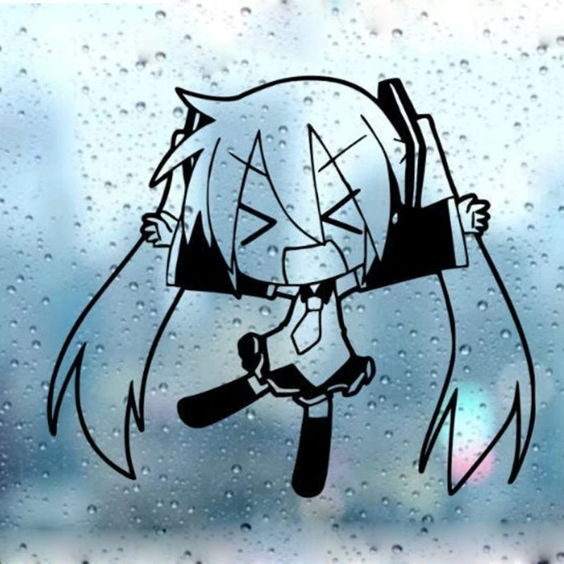 Black/White Kawaii Vocaloid Anime Car Sticker Computer Main Case Decor Removable Waterproof Window Body Decal S1309