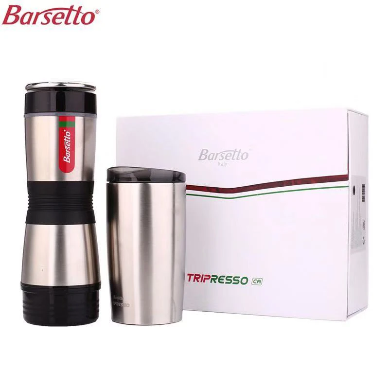 Barsetto Portable Coffee Machine Manual Coffee Maker Capsule Coffees Machine Outdoor Travel Hand Press Espresso Powder Maker