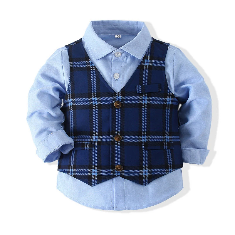 Kids Boy Gentleman Clothing Set Long Sleeve Shirt+Waistcoat+Pants Toddler Boy Outfits for Wedding Party Dress Outfits