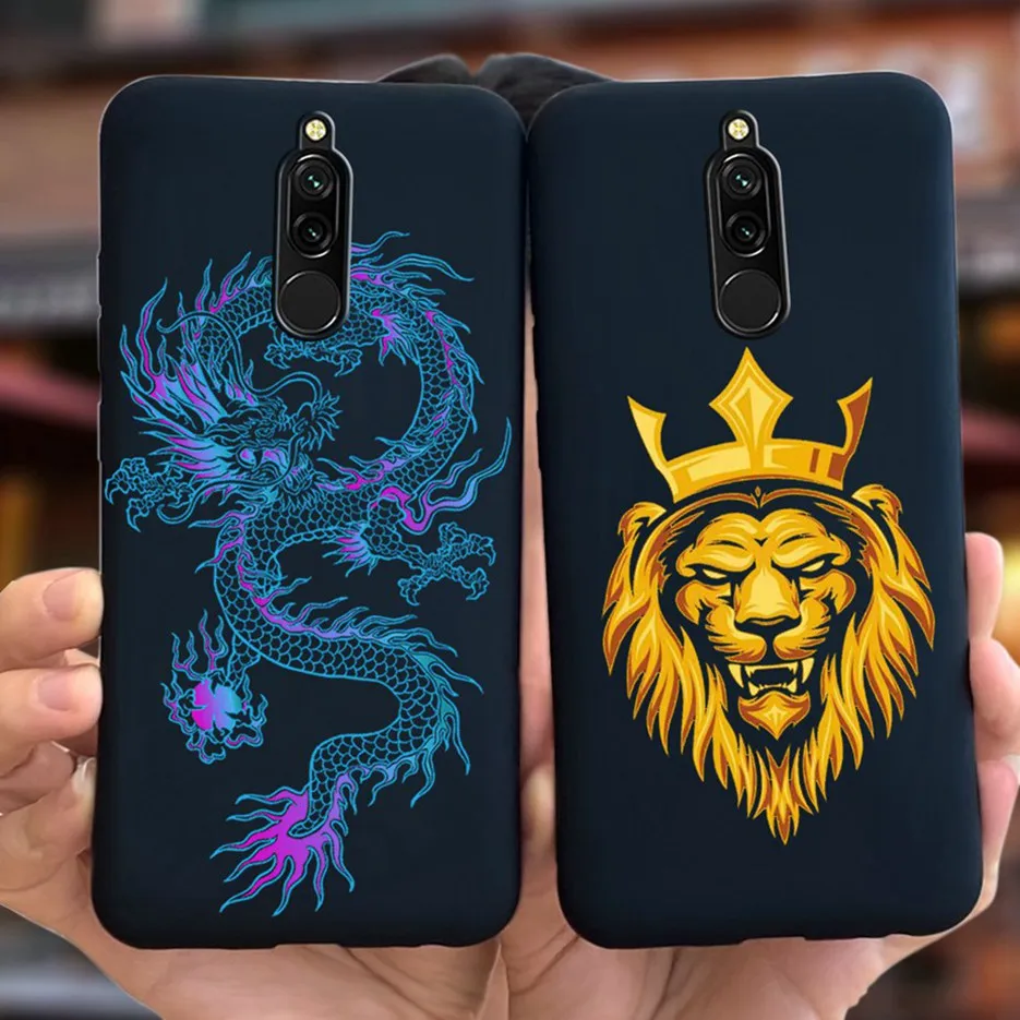 Xiaomi Redmi 8用の手描きの保護ケース,Xiaomi Redmi 8a8用の柔らかく薄いケース,豪華な黒のマットカバー
