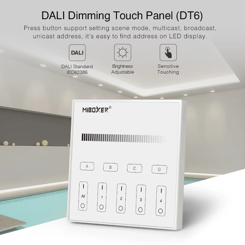 DP1S DALI Dimming Touch Panel DT6 1~100% dimming Output DALI Signal DALI Bus Standard IEC62386 Compatible with DL-X DL-POW1