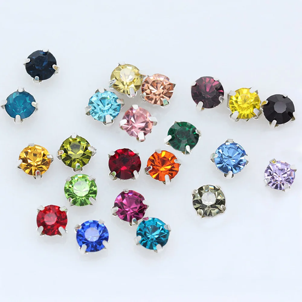 Sell at a loss! ALL COLOR high quality Pink Rose Peacock Blue Glass Crystal Sew on Claw Rhinestones diy Clothing Accessories