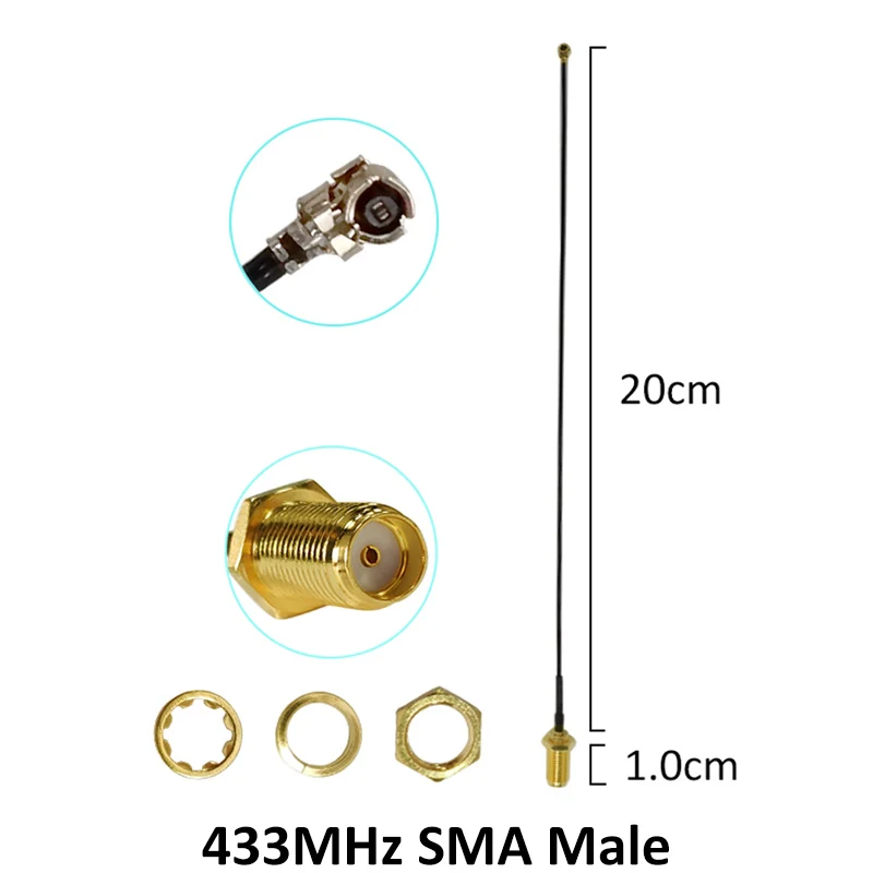 433MHz Antenna 2-3dbi SMA Male Connector folding 433 IOT antena waterproof directional antenne+21cm RP-SMA/u.FL Pigtail Cable