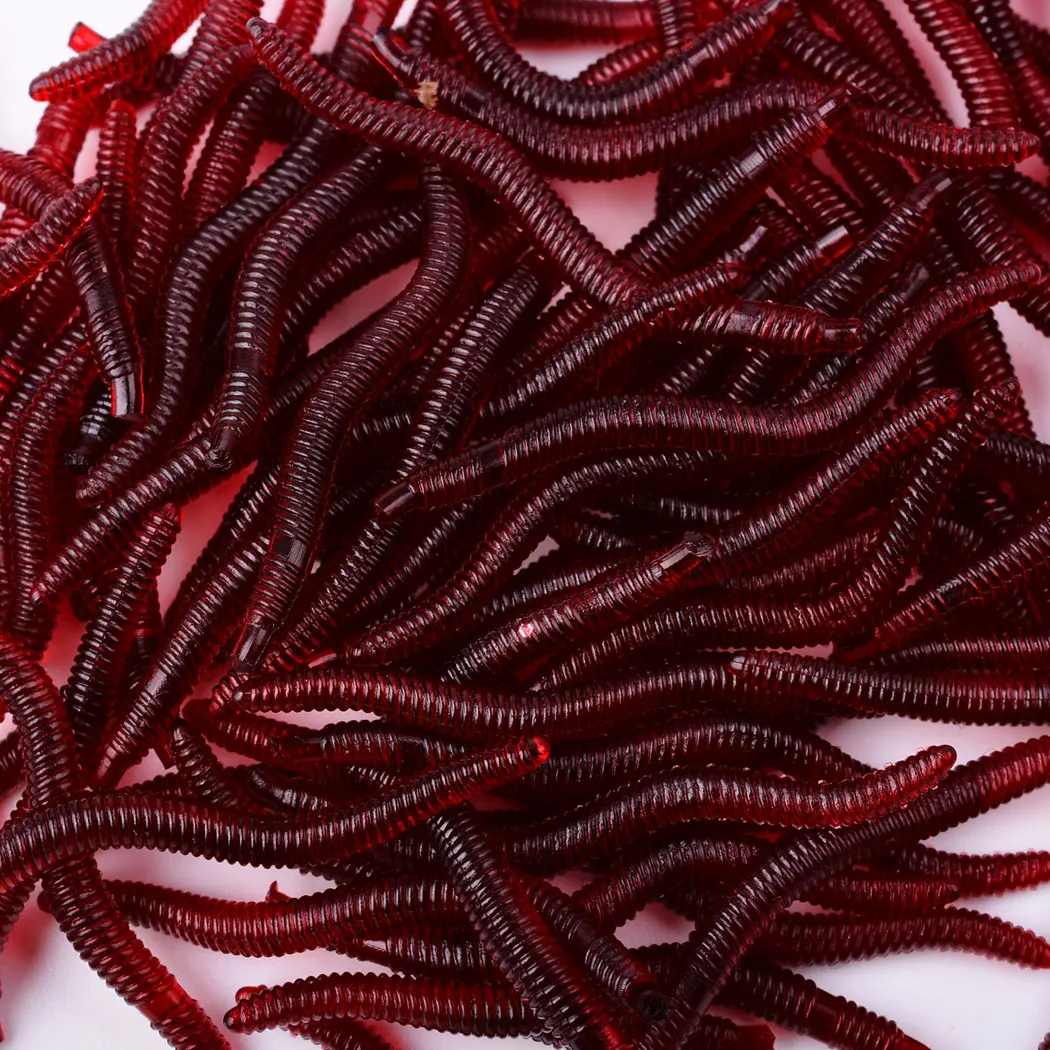 Señuelo de gusano rojo silicona con aroma a pescado y camarón - imagen 2