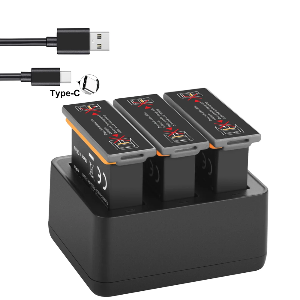 OSMO action battery + 3 port smart fast charger for DJI OSMO sports camera