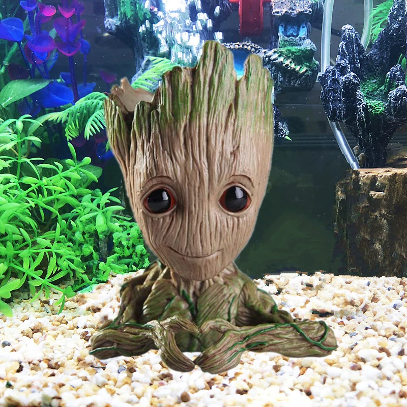 Aquarium Groot Tree Man Decoration Cartoon Action Figure Decor for Fish Tank Flower Plant Holder Pot Acuario Ornament Background