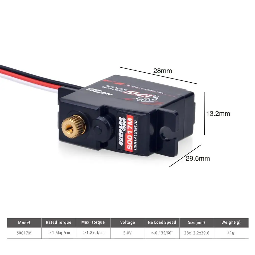 SURPASS HOBBY S0017M 17g Metal Gear 1.8KG Digital Servo for RC Airplane Robot 1/18 1/16 Truck Car Boat Duct  Plane RC Parts