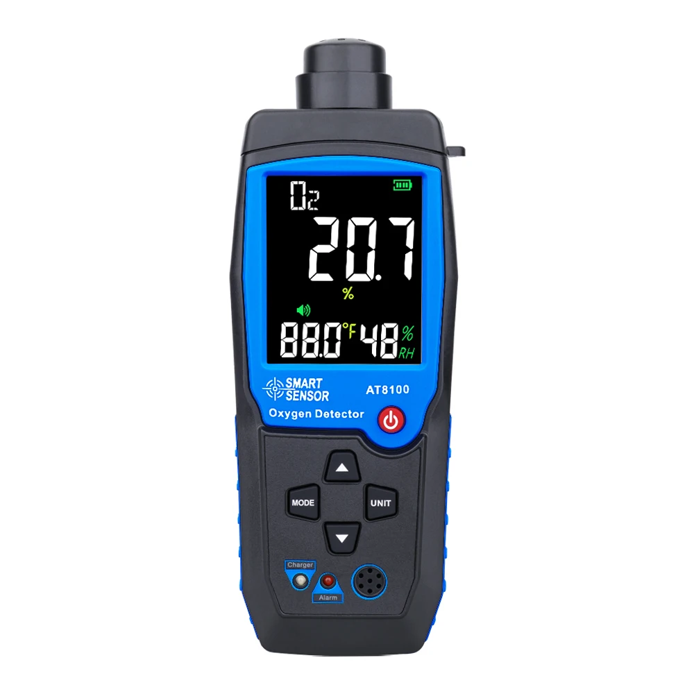 Analisador de Gás Oxigênio Portátil Detector de o2 Testador Medidor Monitor de Qualidade do ar Interno Temperatura Termômetro Alarme 030