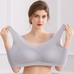 Artı beden sütyen kadın iç çamaşırı için 7XL dikişsiz sütyen bayan seksi kablosuz nefes alabilen sutyen pedleri üst sütyen ile Bralette yukarı sutyen