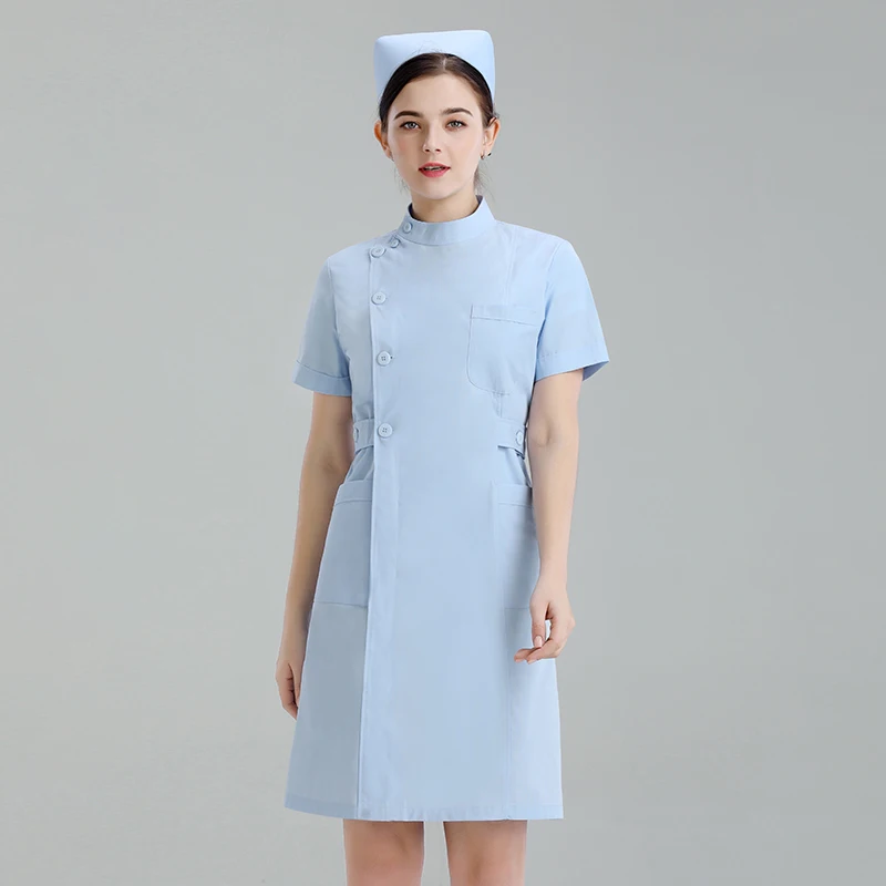 medical Uniforms Dress Robe White Women Nursing Scrubs Jacket Full Length SPA Beautician Veterinary Work Wear Uniform Doctor