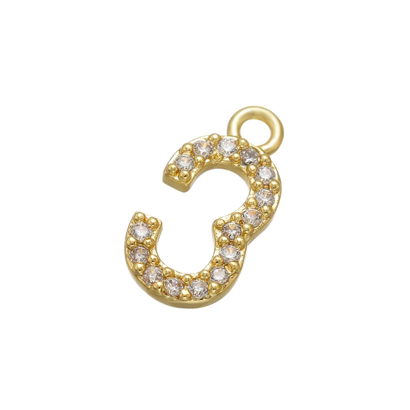 ZHUKOU bigger CZ crystal number charms Arabic numbers pendant for jewelry making DIY earrings necklace Jewelry accessories VD721