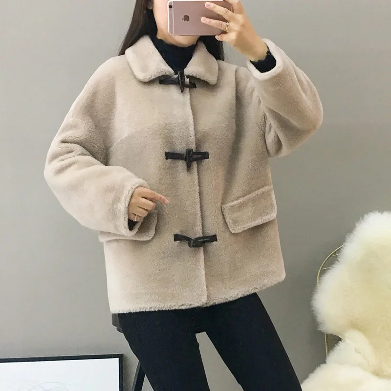 

Coat Fur Real Female Sheep Shearling Jacket Winter Coat Women 100% Wool Coat Women korean outwear manteau femme MY4426