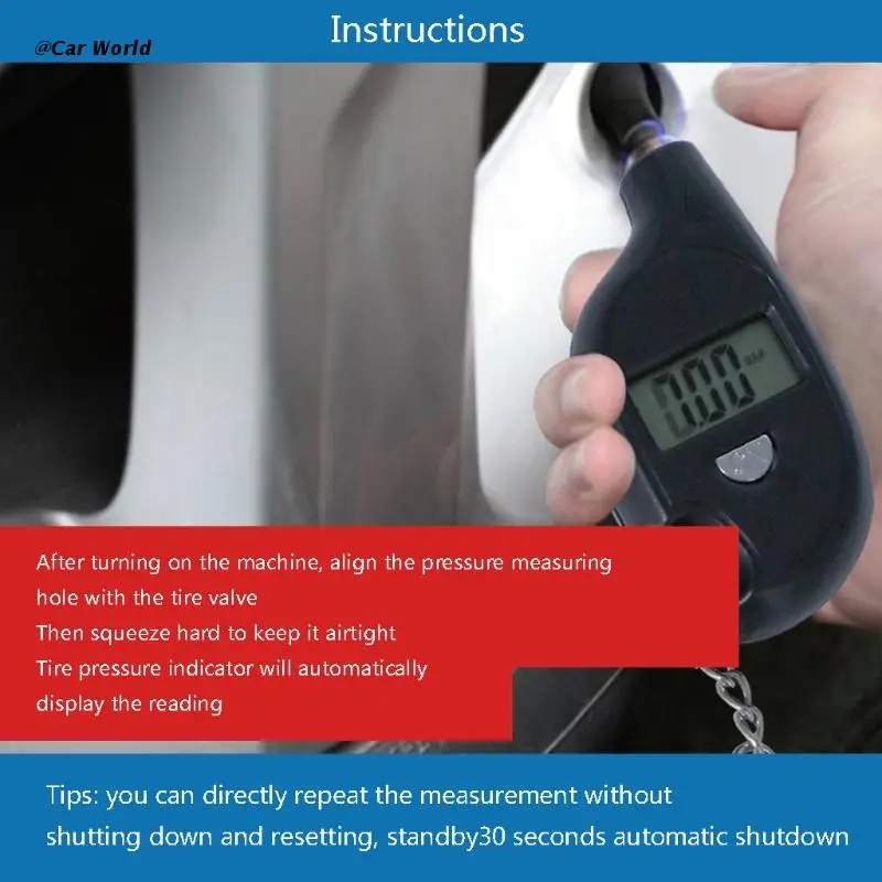 Digital Tire Pressure Gauge 4 Units LCD Tire Gauge for Cars Motorcycles Bikes High-precision Mini Keychain