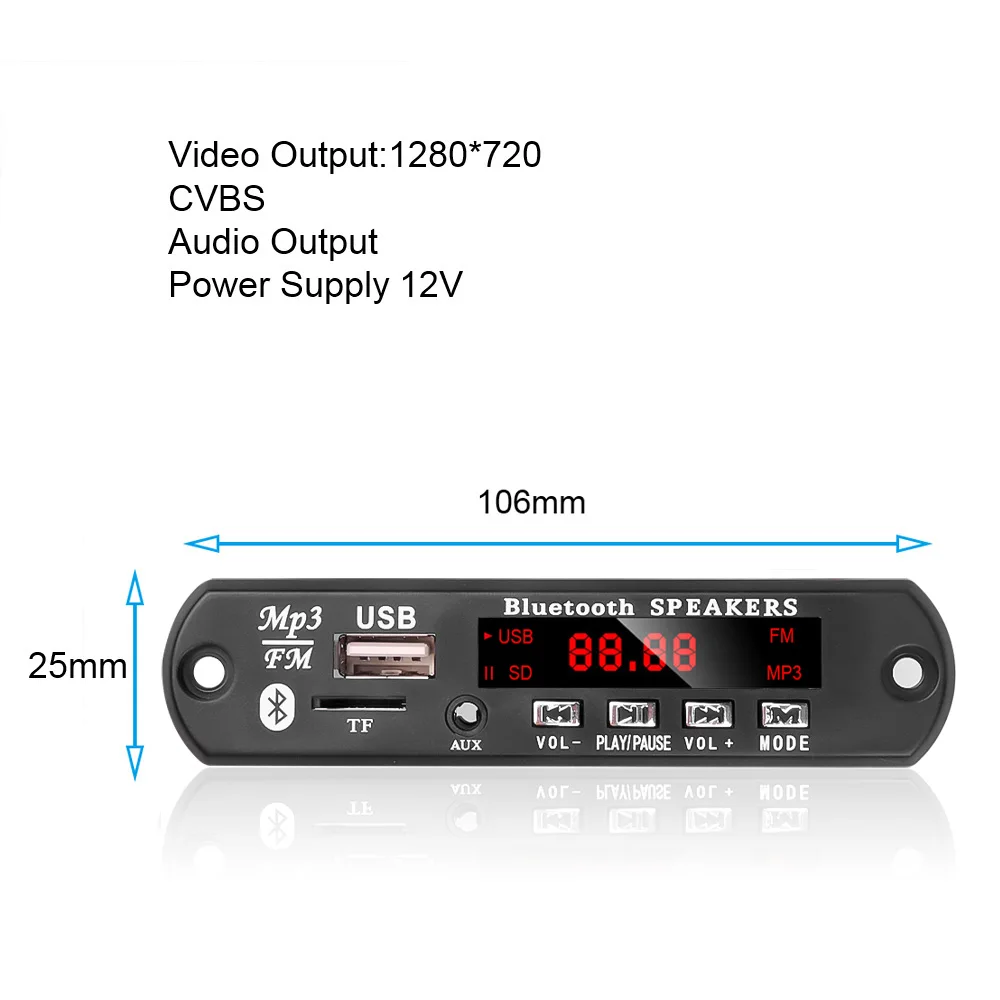 KEBIDU Car Audio USB TF FM Radio Module Wireless Bluetooth 12V MP3 WMA Decoder Board Support 2*15/25W Amplifier with Remote