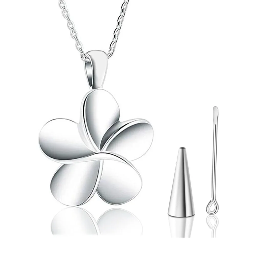 Flower Shape Cremation Stainless Steel Jewelry Ashes Locket Pendant Memorial Holder Urn Necklace For Human Pet Dropship