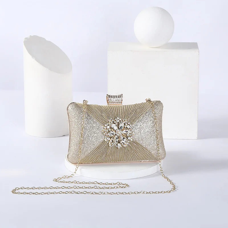 New Women Diamond Flowers Evening Bags Fold Women Wedding Clutch Purse Sunflowers Dinner Wallets Mini Chain Bags Drop Shipping