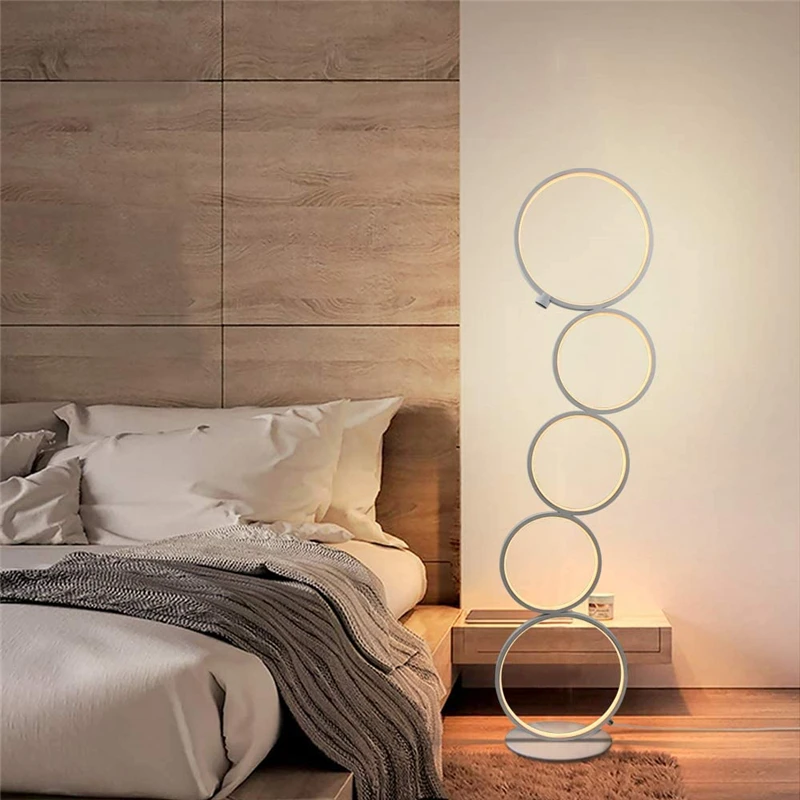 

Nordic LED Floor Lamp Five Ring Standing Lamps for Living Room Bedroom Home Decoration Bedsides Lamp Floor Light Indoor Lighting