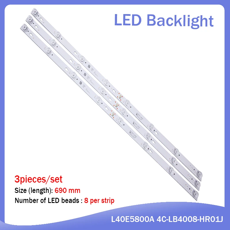 

New Kit 6 PCS 8LED 69cm LED backlight strip for L40F3301B L40P-F 4C-LB4008-HR01J 40D2900 40HR330M08A6 V8 L40E5800A L40F3301B