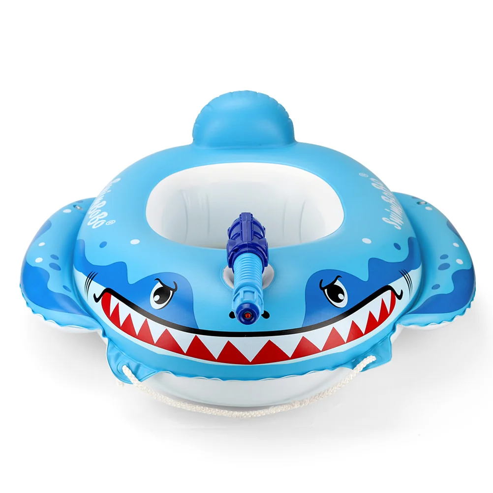 Baby Swimming Pool Float With Water Gun Accessories Shark Swim Ring Inflatable Floating Fun Toys Swim Seat Boat For 3-6Y