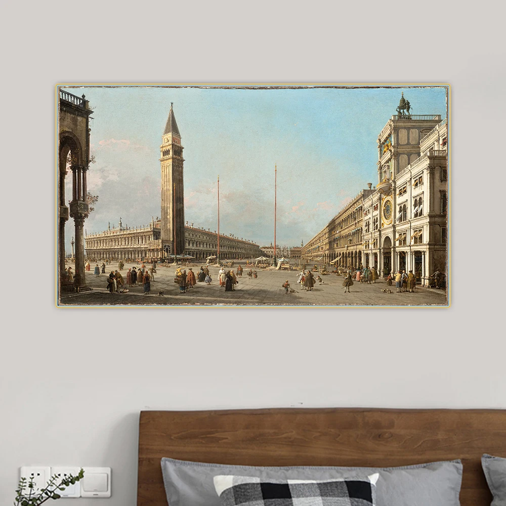 Citon Canaletto《Piazza San Marco Looking South and West》Canvas Oil Painting Artwork Poster Picture Wall Decor Home Decoration