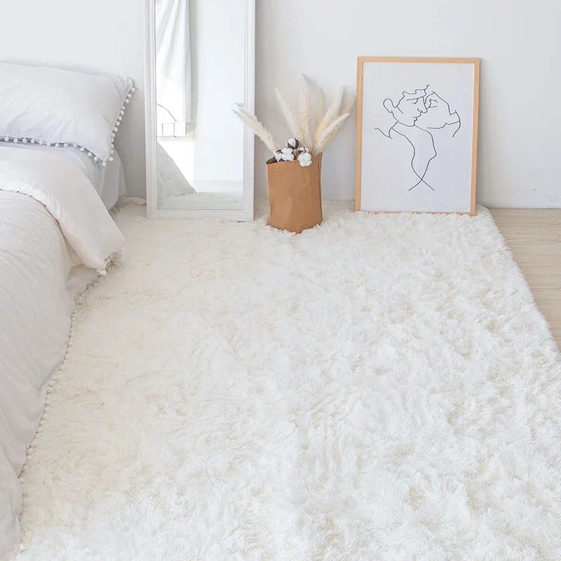 White Fluffy Carpet Plush Carpets Living Room Decoration Thicken Bedroom Bedside Mats Non-slip Children's Room Soft Large Rugs