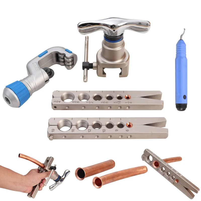 Flaring Tool Kit 6-19mm and 1/4-3/4 45 Eccentric Cone Type Sets for Flaring Copper Pipe , Aluminum Pipe, HAVC Pipe